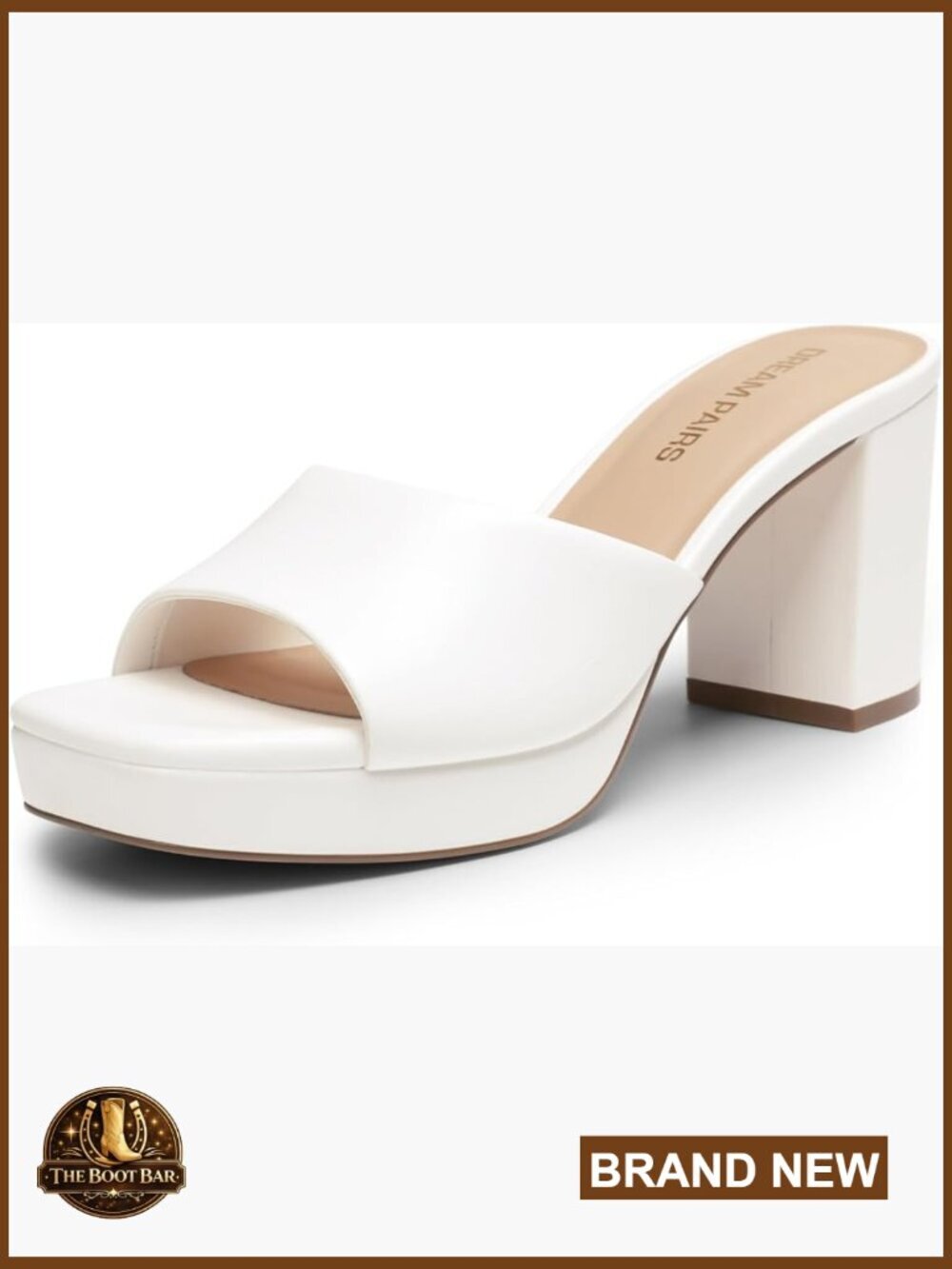 Platform Block Heel Mule Sandals Square Toe Ankle Strap Slip On Heeled Sandals